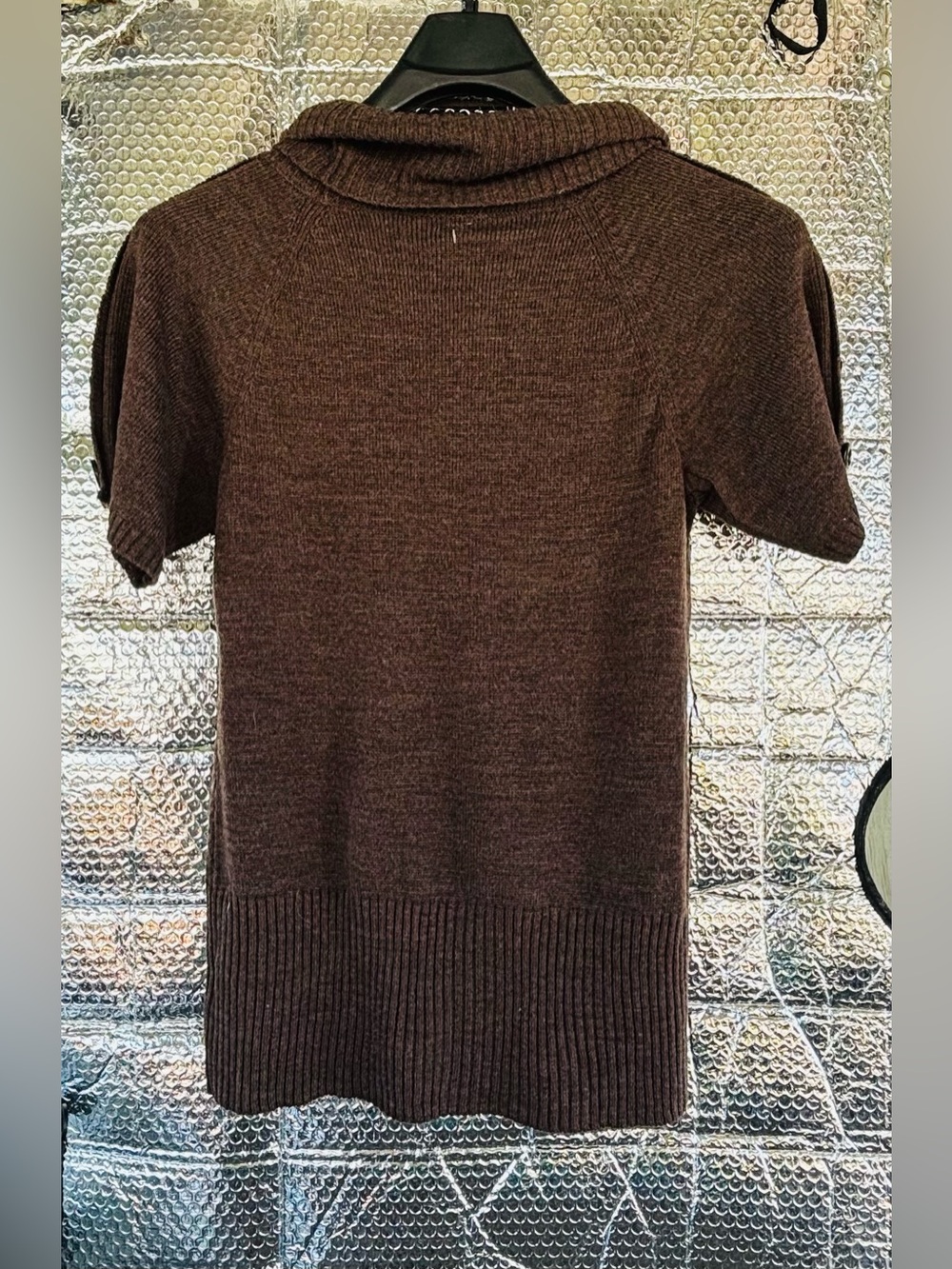 Worthington brown cowl neck short-sleeve sweater. - Picture 5 of 11